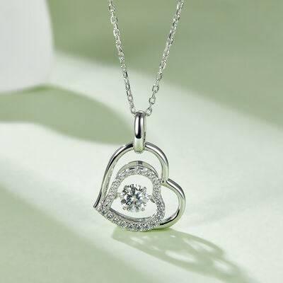Moissanite 925 Sterling Silver Heart Necklace - Clothes For Her Online Store