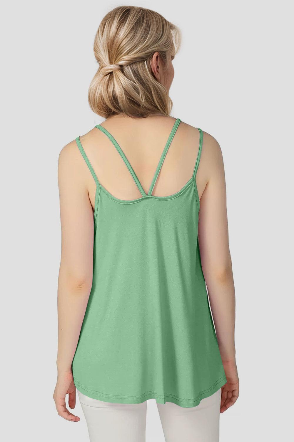 Basic Bae Bamboo Scoop Neck Double Spaghetti Straps Cami - Clothes For Her Online Store