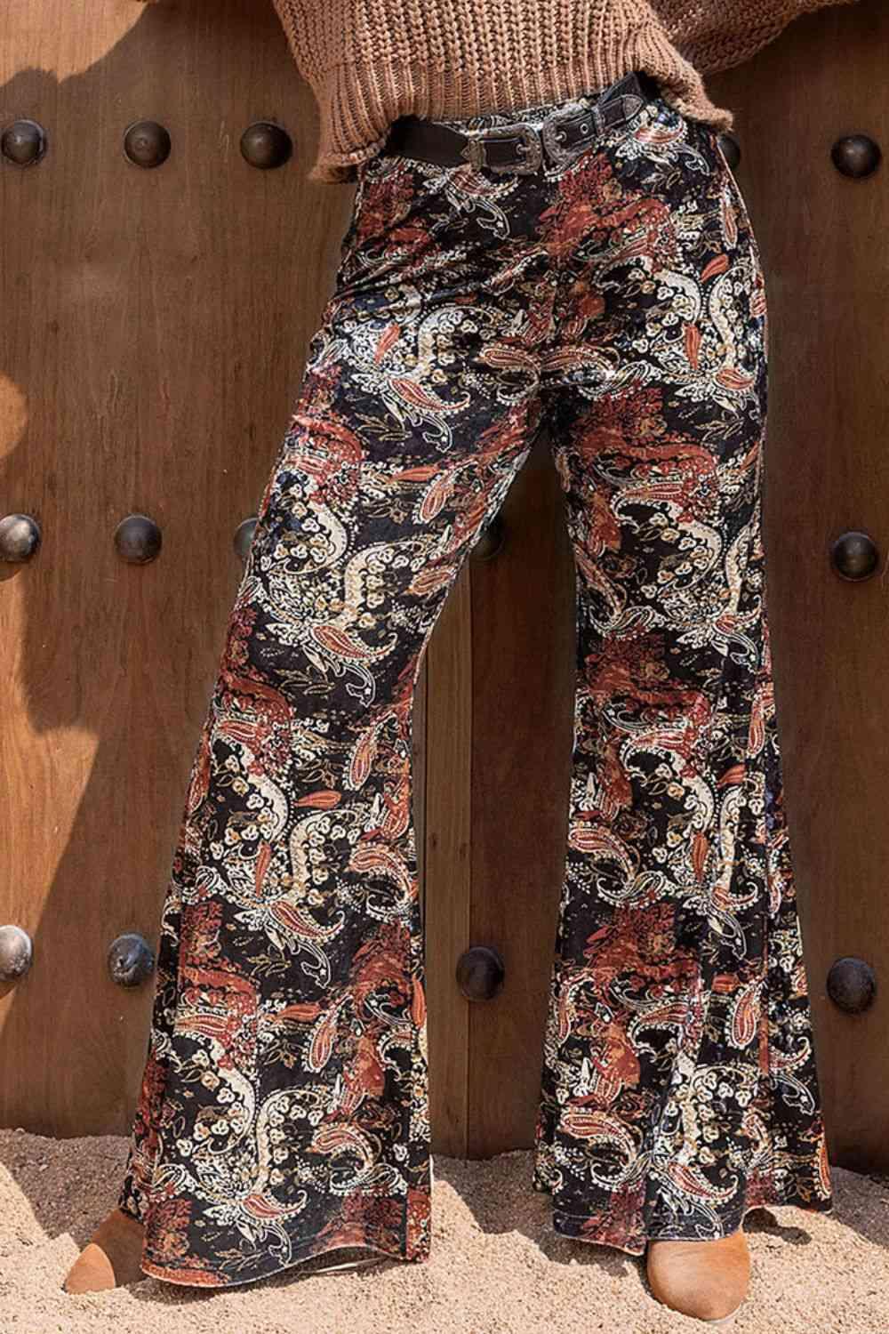 Plus Size Printed Wide Leg Long Pants - Clothes For Her Online Store