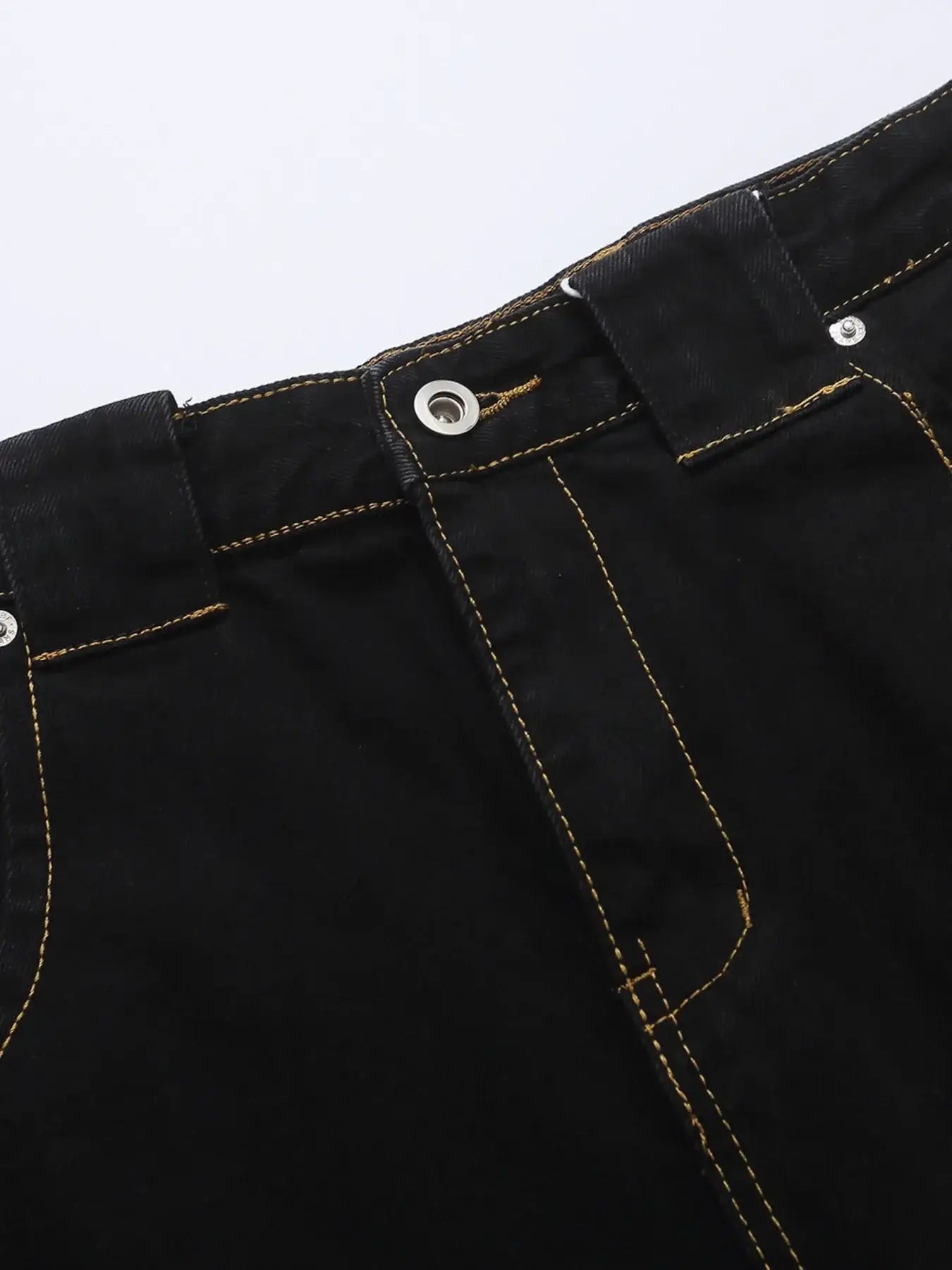 Men's High Waist Contrast Stitch Curved Jeans