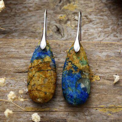 Teardrop Shape Natural Stone Dangle Earrings - Clothes For Her Online Store