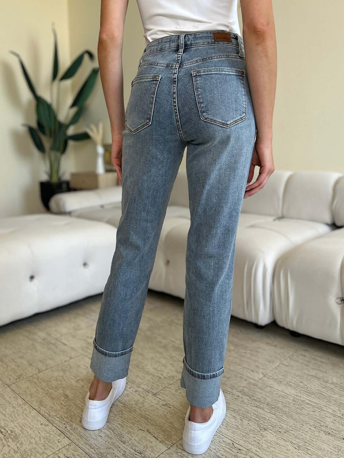Judy Blue Full Size High Waist Cuff Hem Jeans - Clothes For Her Online Store