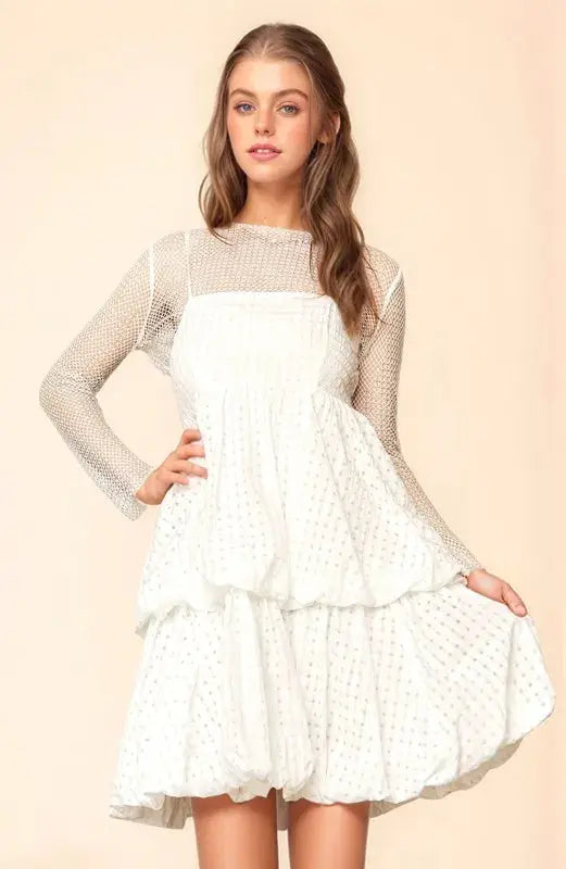 Davi & Dani Checker Print Side Pockets Textured Mini Dress - Clothes For Her Online Store