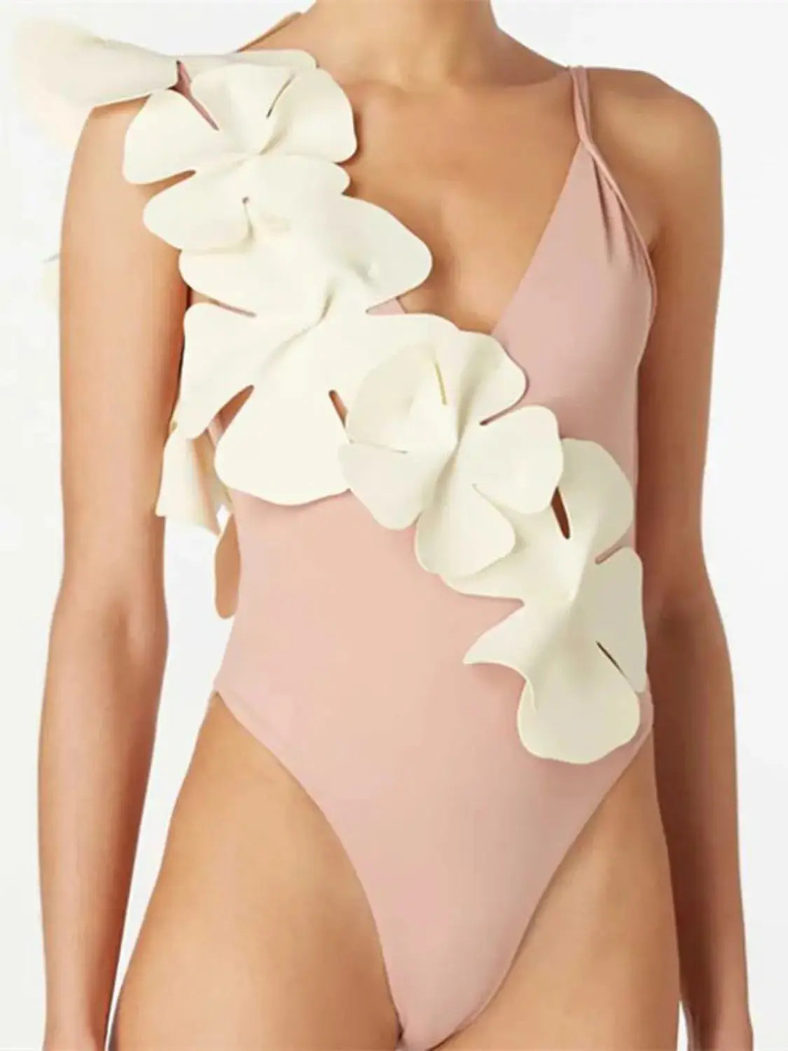 Contrast Flower Spaghetti Strap One-Piece Swimwear - Clothes For Her Online Store