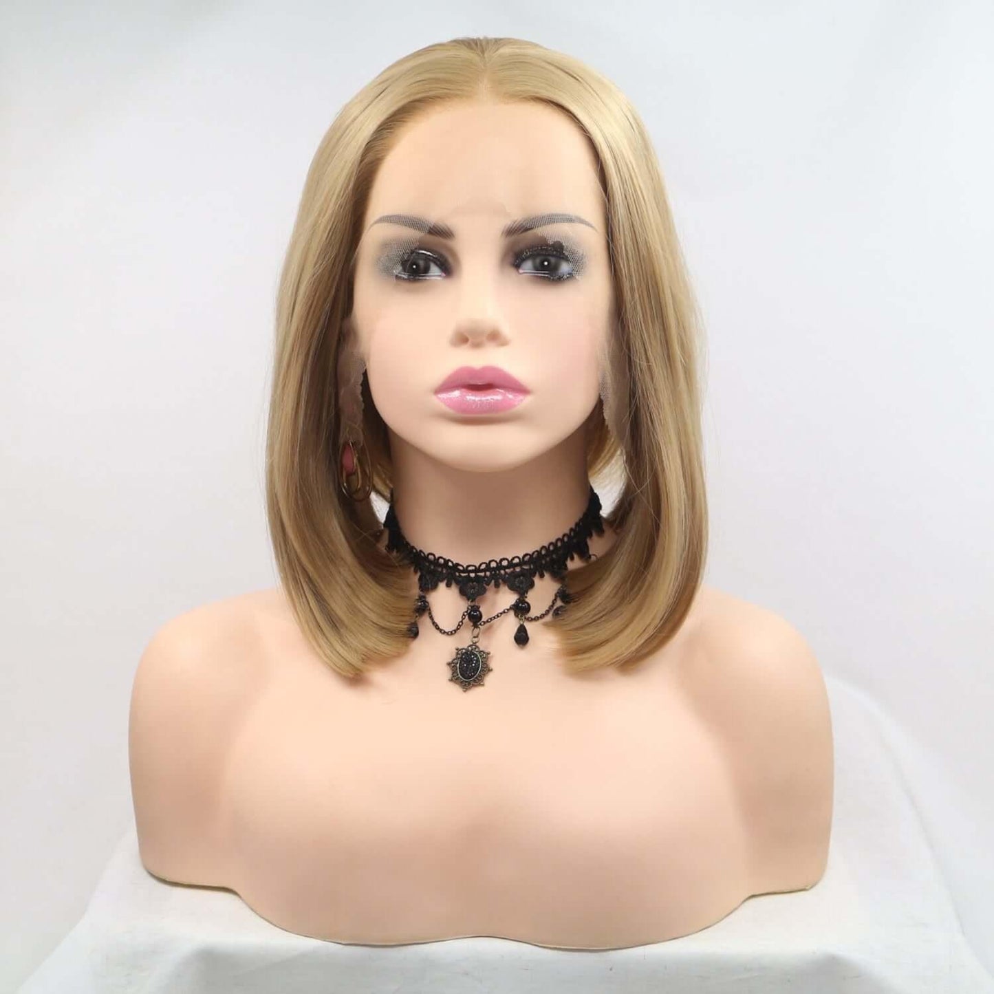 13*3" Lace Front Wigs Synthetic Mid-length Straight 12" 130% Density - Clothes For Her Online Store