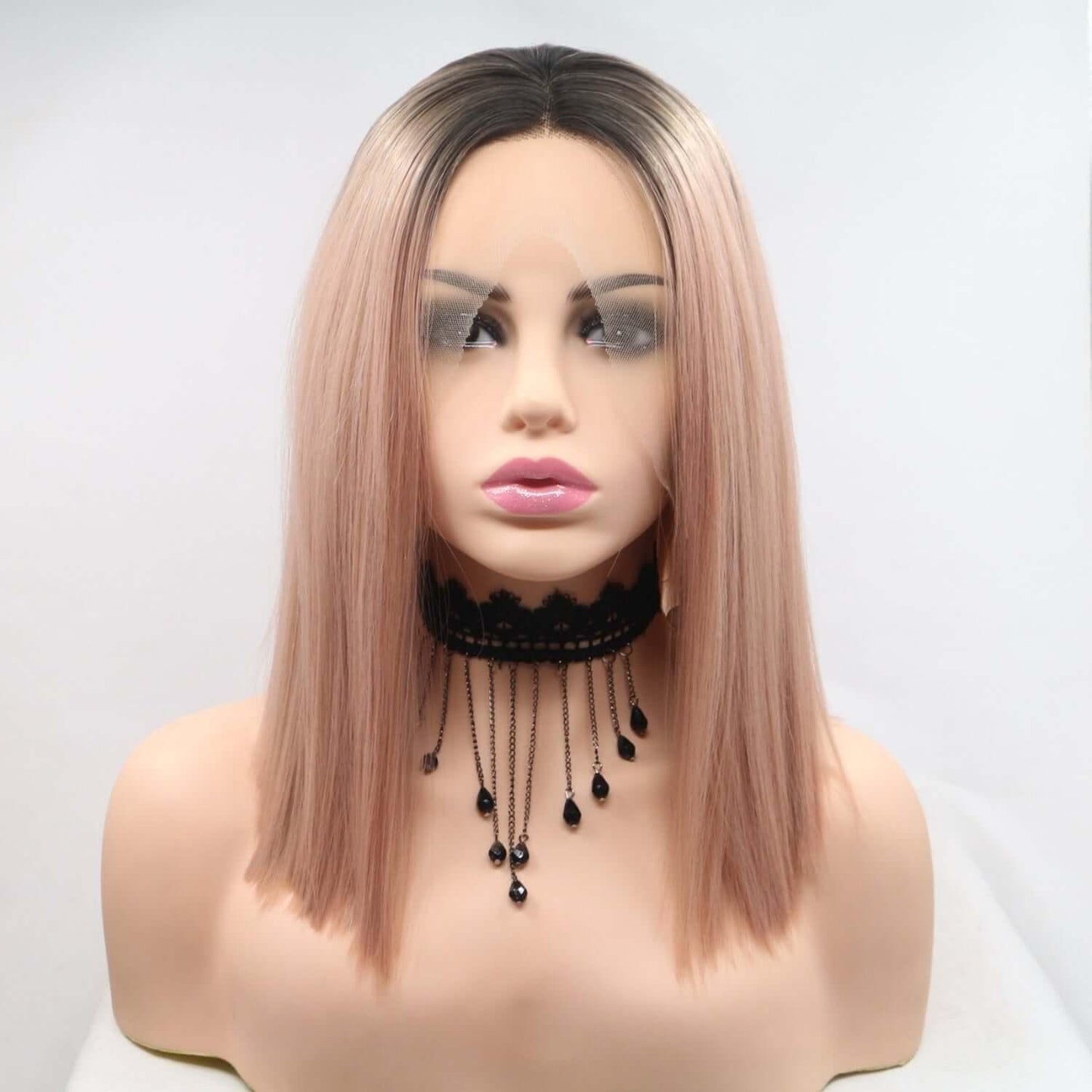 13*3" Lace Front Wigs Synthetic Mid-length Straight 12" 130% Density - Clothes For Her Online Store