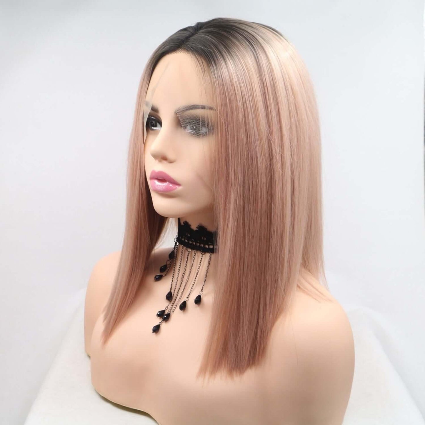 13*3" Lace Front Wigs Synthetic Mid-length Straight 12" 130% Density - Clothes For Her Online Store
