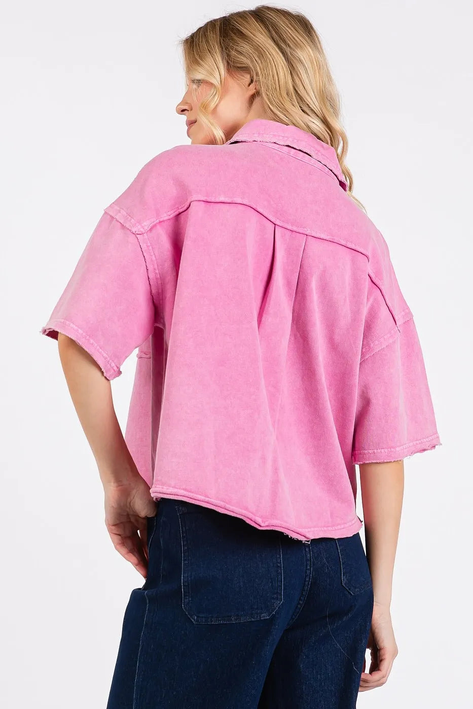 Mittoshop Mineral Wash Boxy Short Sleeve Button Down Shirt