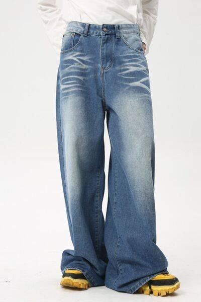 Wide Leg Jeans with Pockets - Clothes For Her Online Store