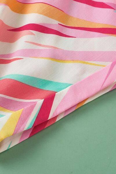 Plus Size Printed Notched Short Sleeve Blouse - Clothes For Her Online Store