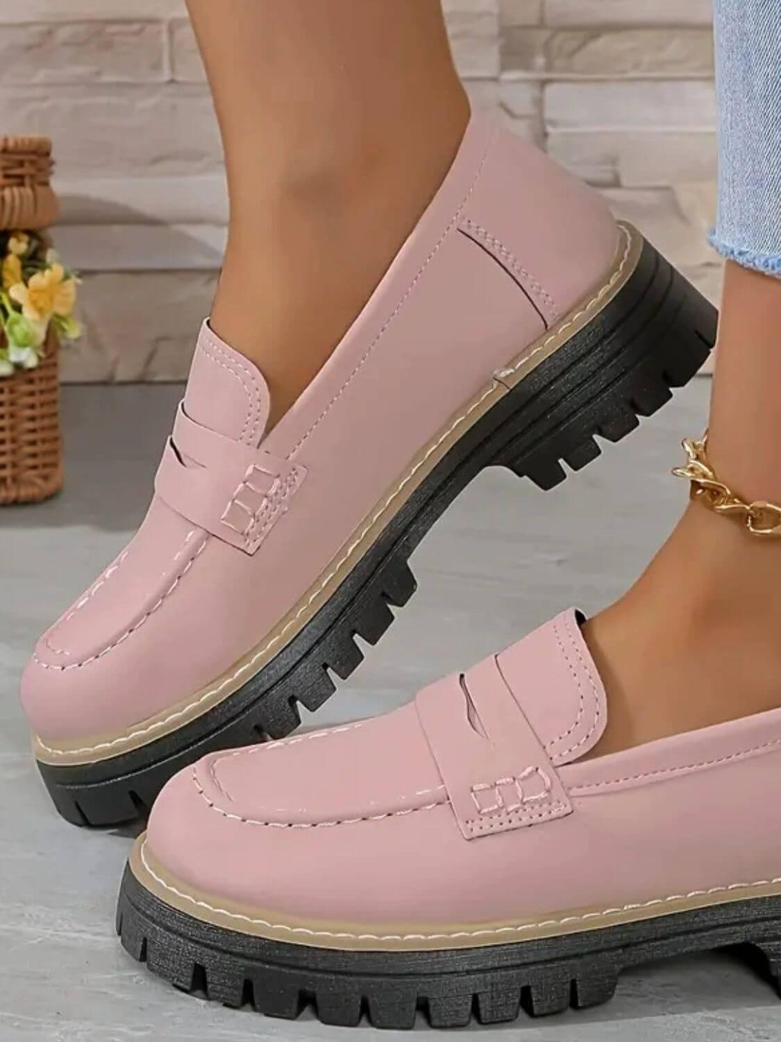 Round Toe Platform Loafers - Clothes For Her Online Store