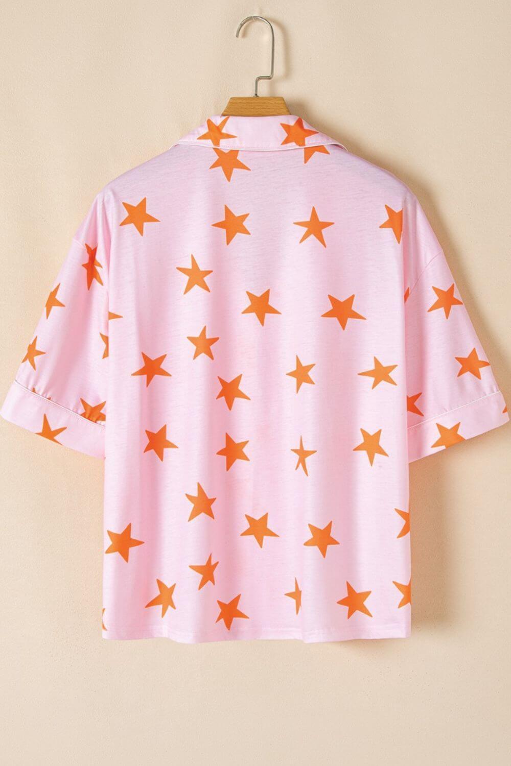 Star Print Short Sleeve Shirt and Shorts Set - Clothes For Her Online Store