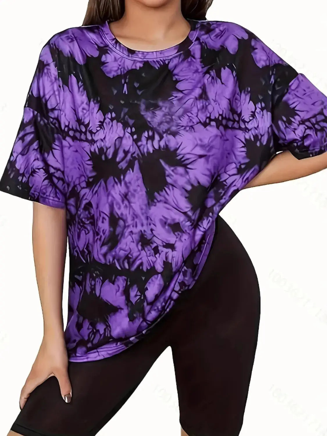 Tie-Dye Round Neck Short Sleeve T-Shirt - Clothes For Her Online Store