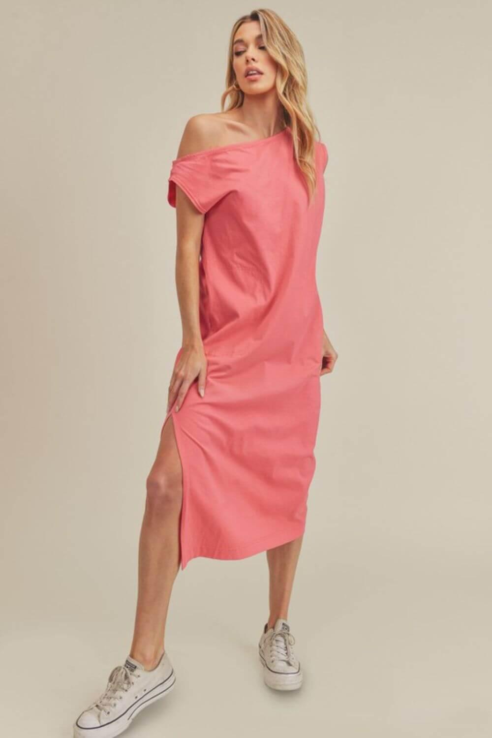 Aemi + Co Side Slit Round Neck Sleeveless Midi Dress - Clothes For Her Online Store
