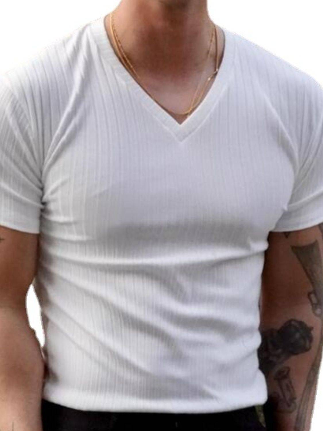 Men's Plus Size V-Neck Short Sleeve T-Shirt - Clothes For Her Online Store