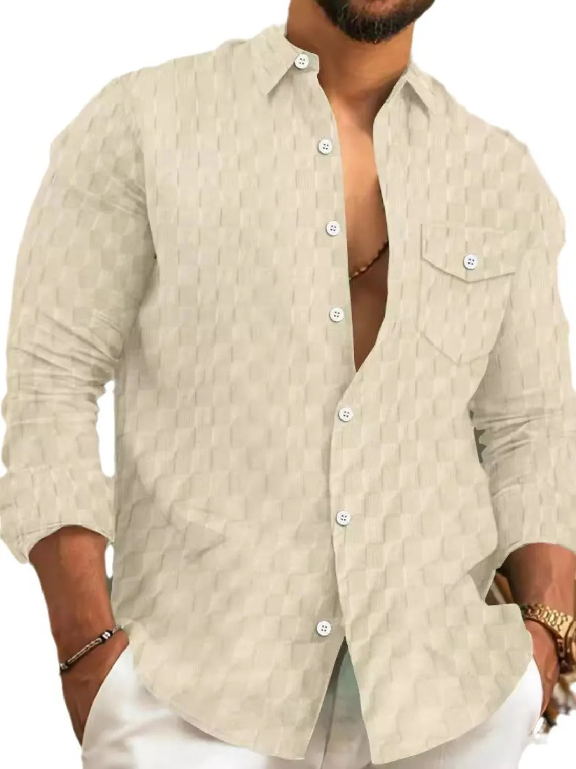 Men's Full Size Button Up Long Sleeve Shirt Plus Size