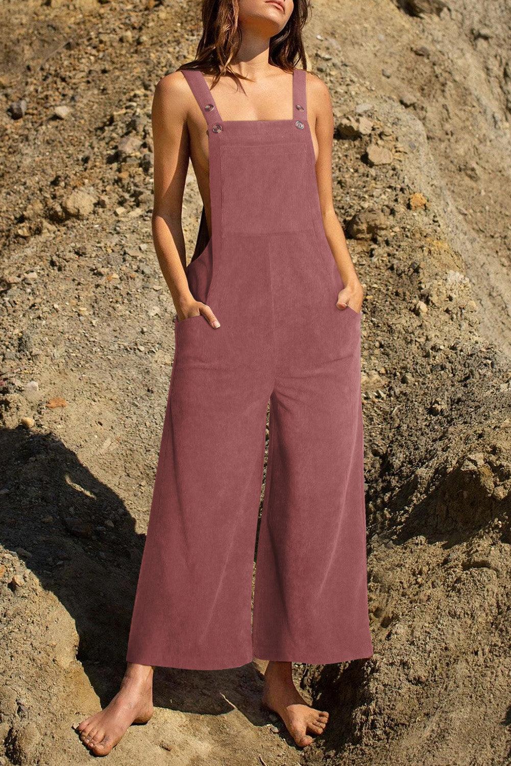 Pocketed Wide Leg Overall - Clothes For Her Online Store