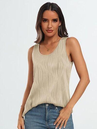 Round Neck Wide Strap Tank - Clothes For Her Online Store