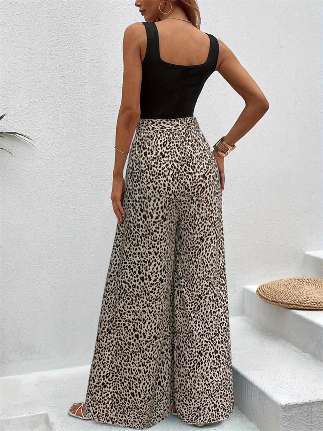 Leopard Wide Leg Pants - Clothes For Her Online Store