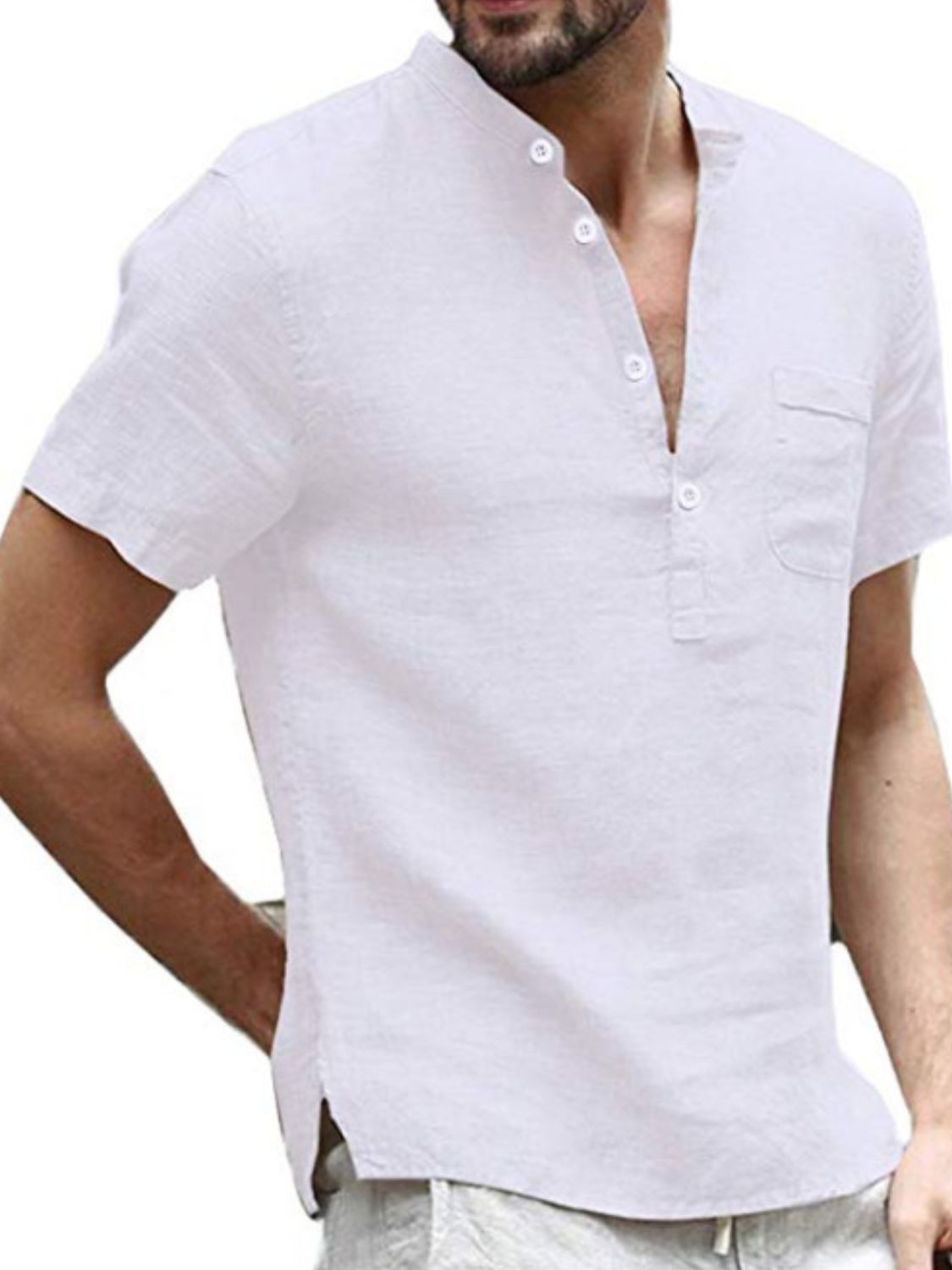 Men's Full Size Half Button Short Sleeve Polo Plus Size - Clothes For Her Online Store