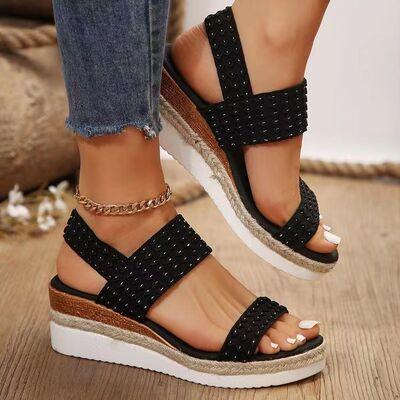 Peep Toe Wedge Sandals - Clothes For Her Online Store