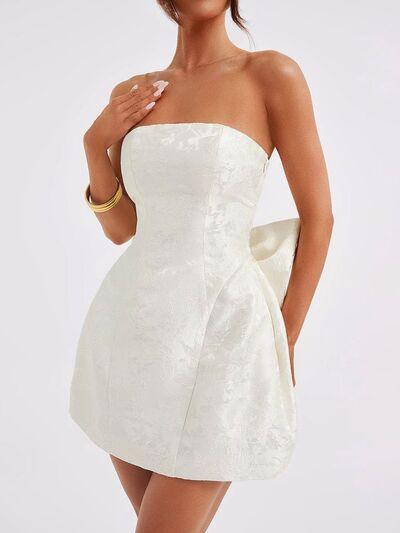 Lace-Up Sleeveless Satin Mini Dress with Bow - Clothes For Her Online Store