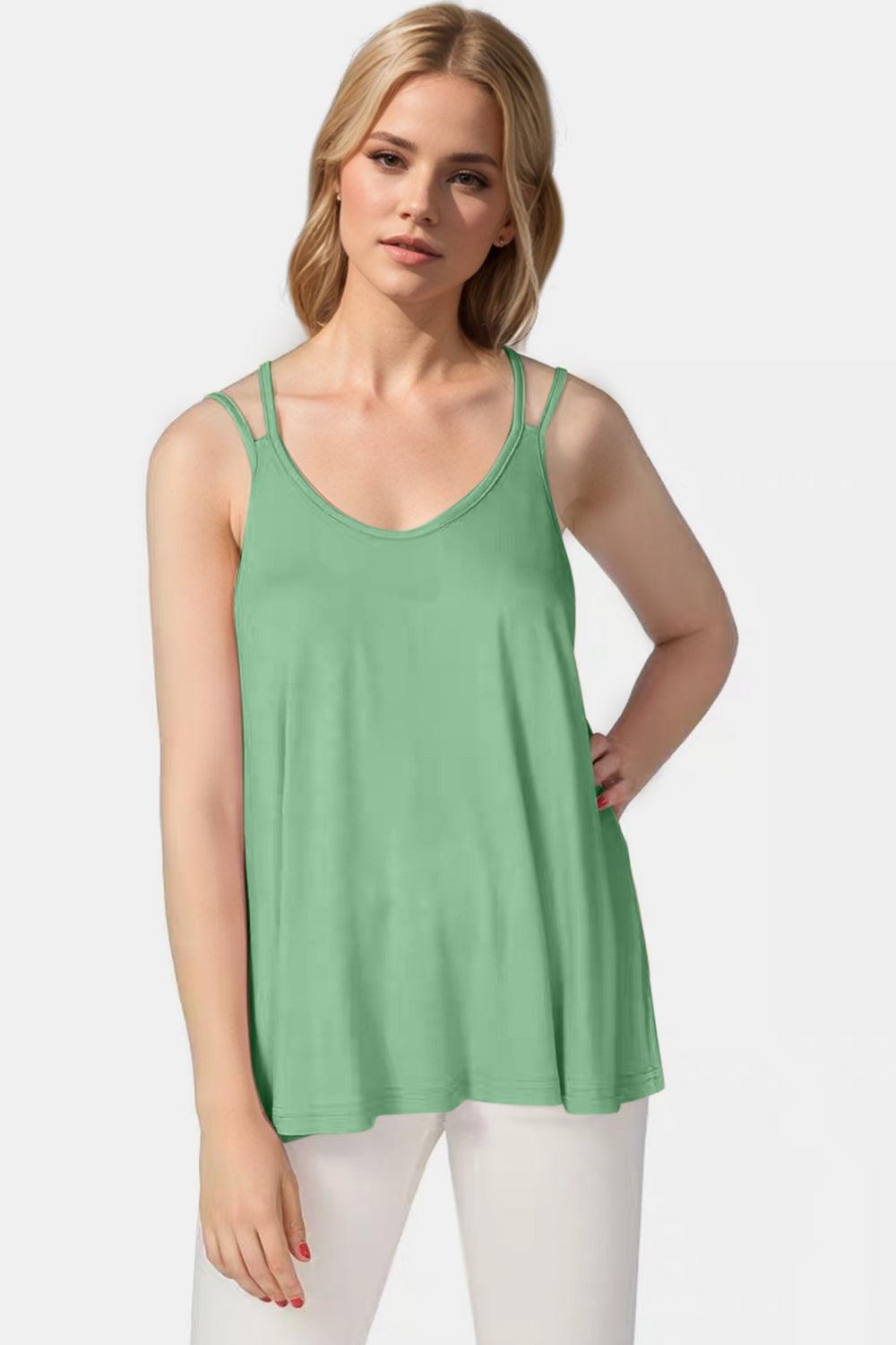 Basic Bae Bamboo Scoop Neck Double Spaghetti Straps Cami - Clothes For Her Online Store