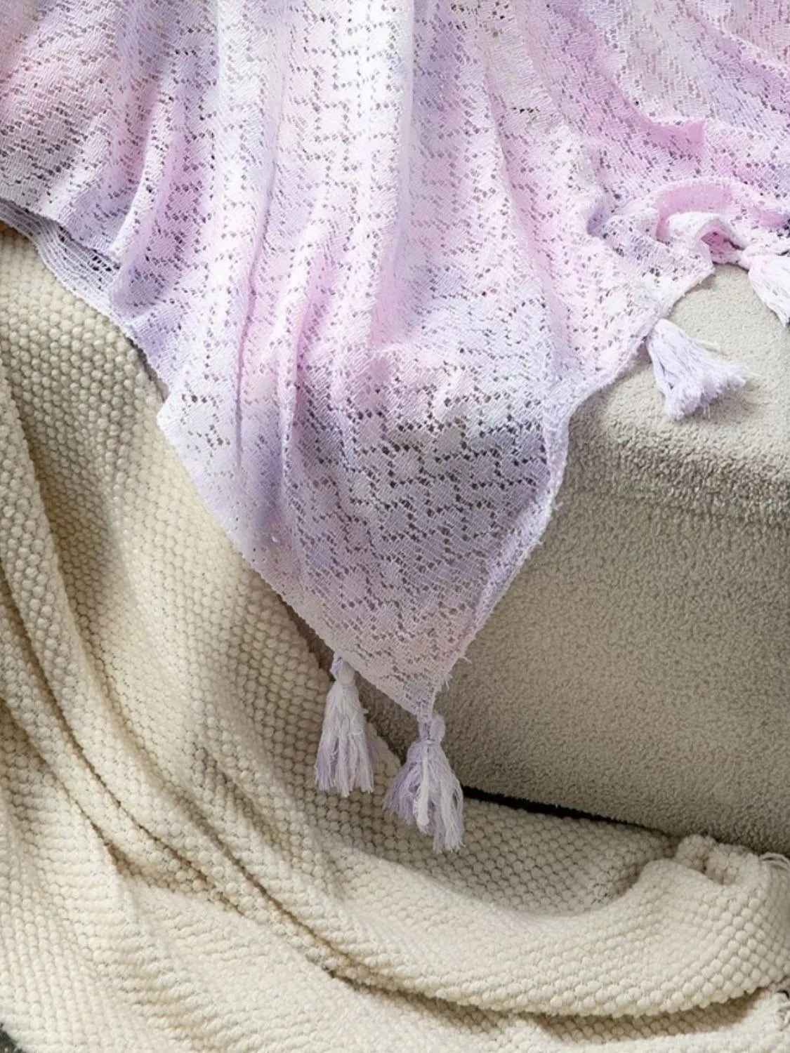 Openwork Tassel Gradient Knit Cover Up