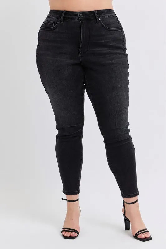 Judy Blue Full Size Midi Rise Tummy Control Skinny Jeans Plus Size
