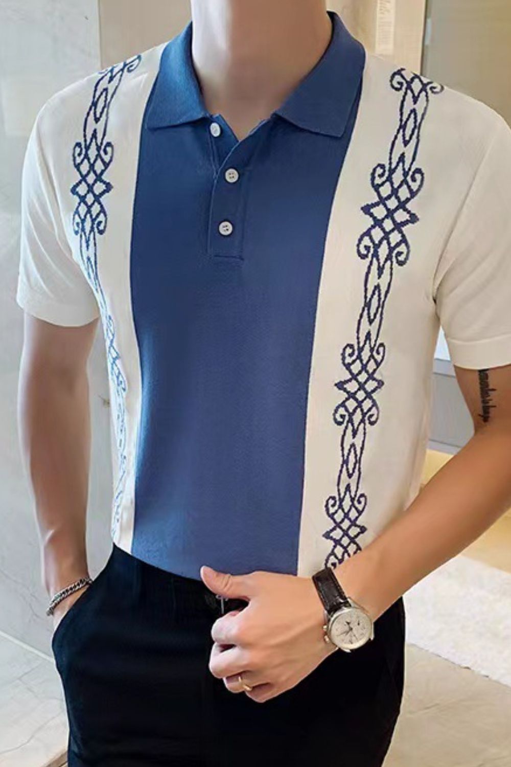 Men's Plus Size Button Detail Short Sleeve Polo