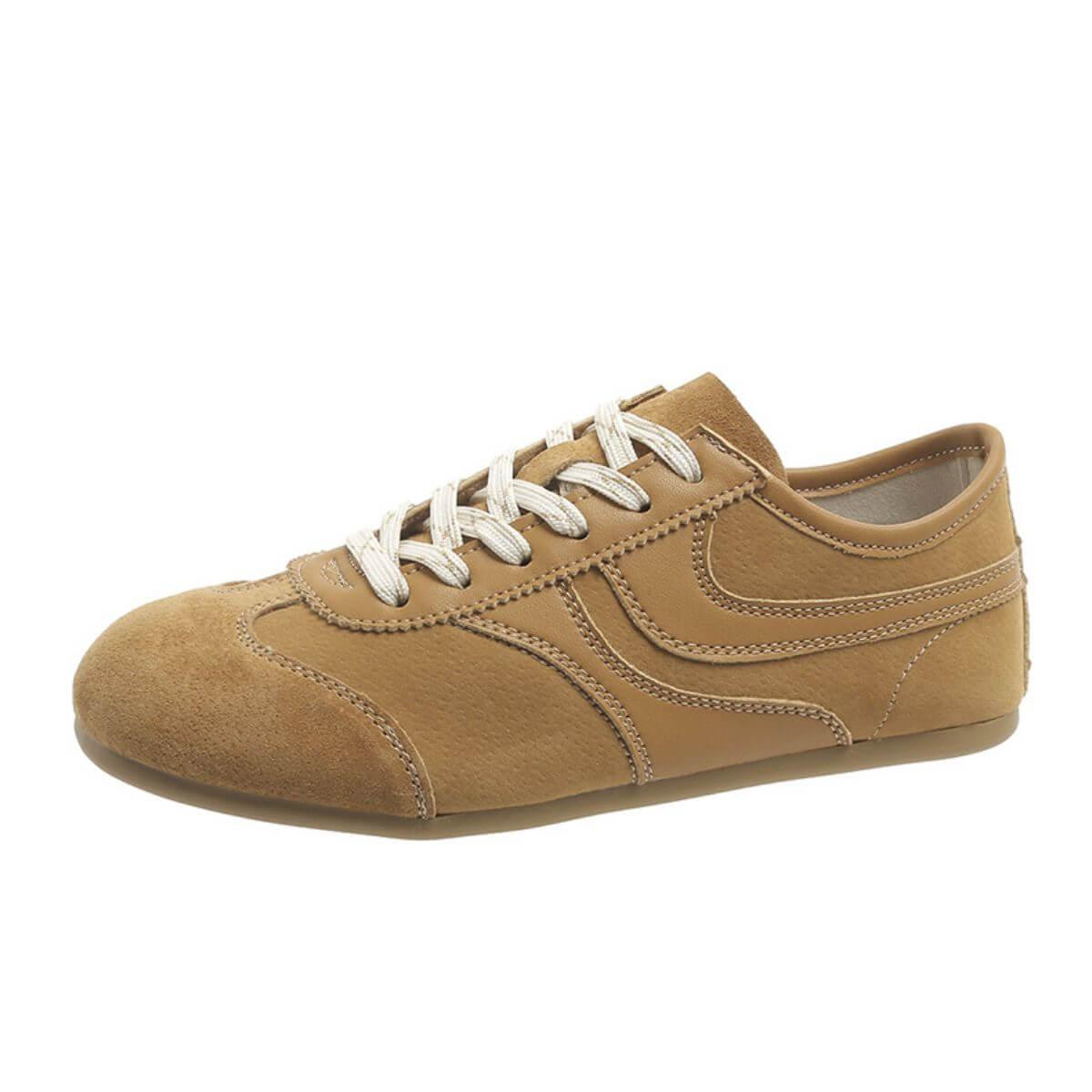 Round Toe Lace Up Flat Sneakers - Clothes For Her Online Store