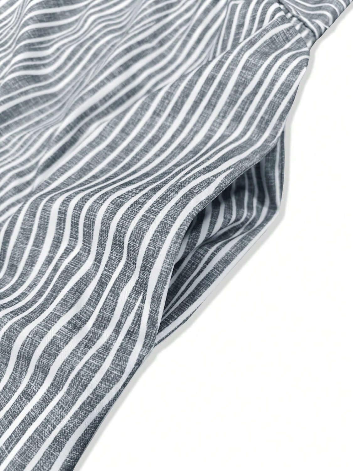 Striped Round Neck Short Sleeve Midi Dress - Clothes For Her Online Store