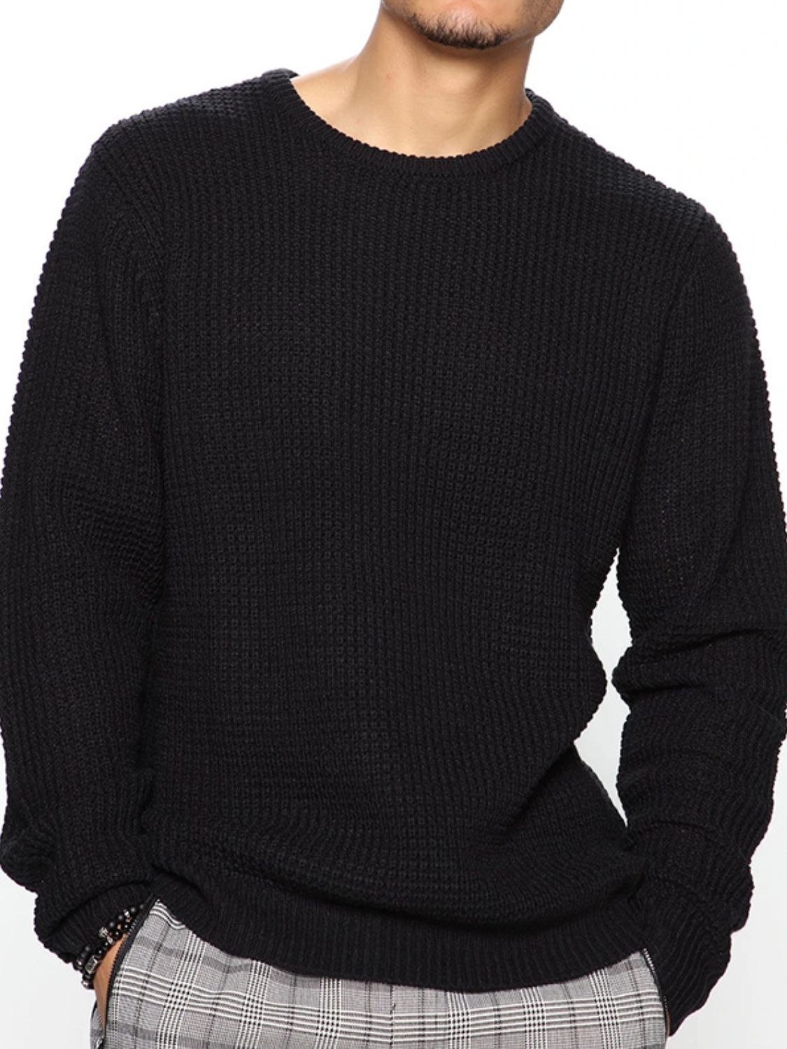 Men's Full Size Round Neck Long Sleeve Sweater Plus Size - Clothes For Her Online Store
