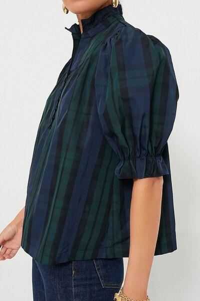 Puff Sleeve Frilled Trim Elegant Blouse - Clothes For Her Online Store