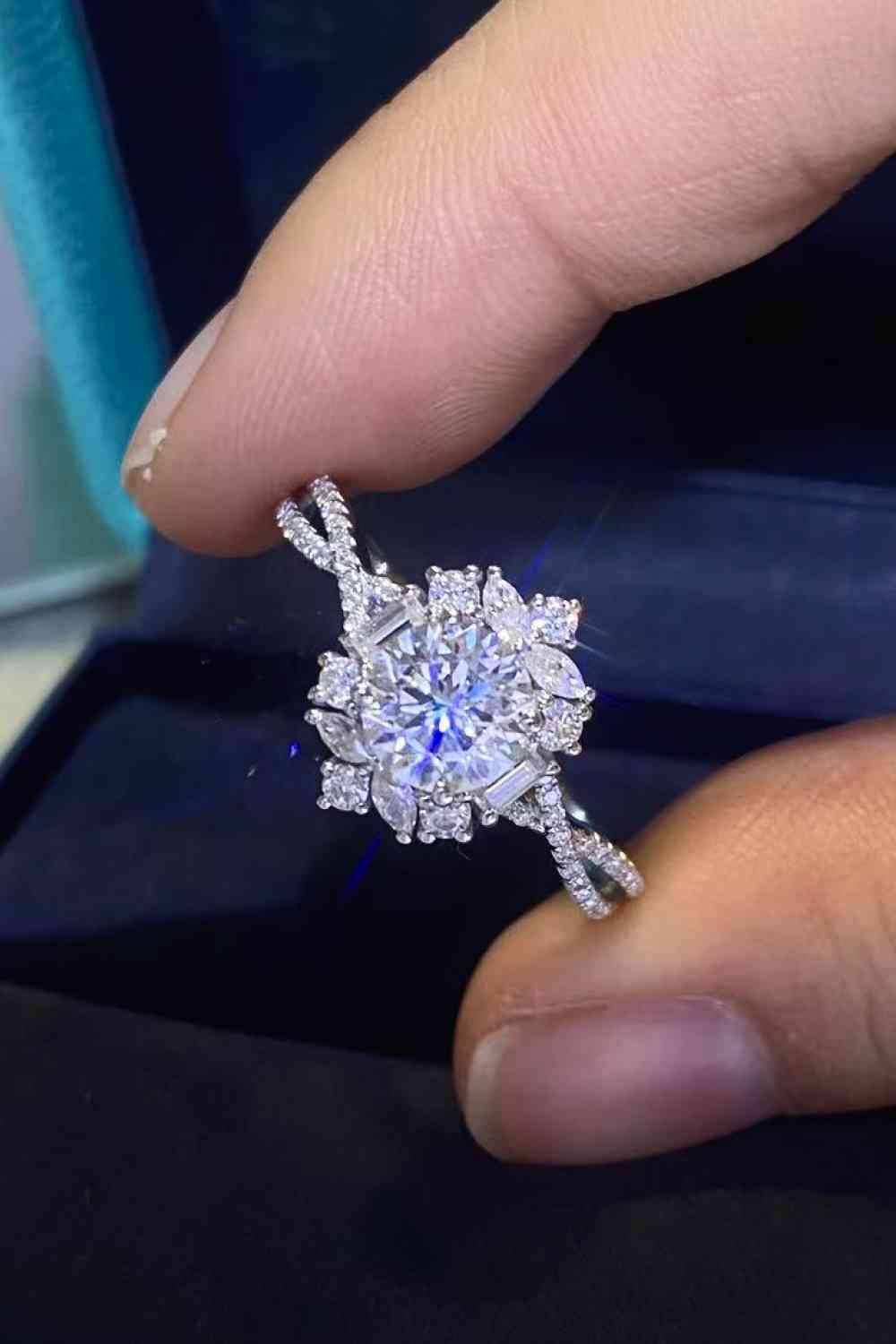 Floral 2 Carat Moissanite Crisscross Ring - Clothes For Her Online Store