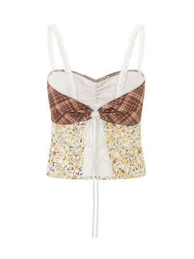Lace Detail Floral Sweetheart Neck Cami - Clothes For Her Online Store