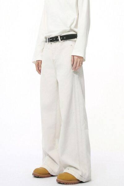 Straight Leg Jeans with Stitch Detail - Clothes For Her Online Store