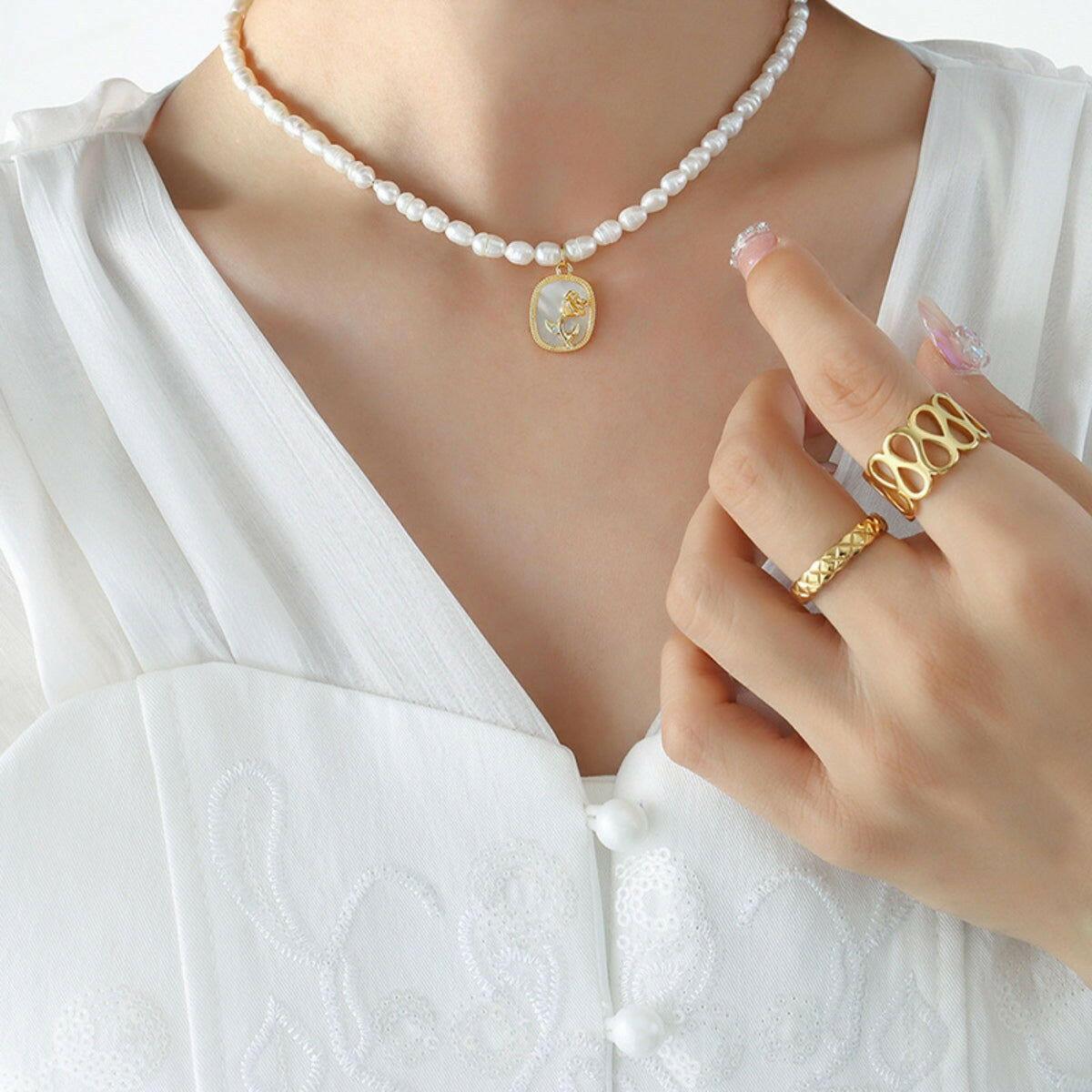 18K Gold-Plated Freshwater Pearl Necklace - Clothes For Her Online Store
