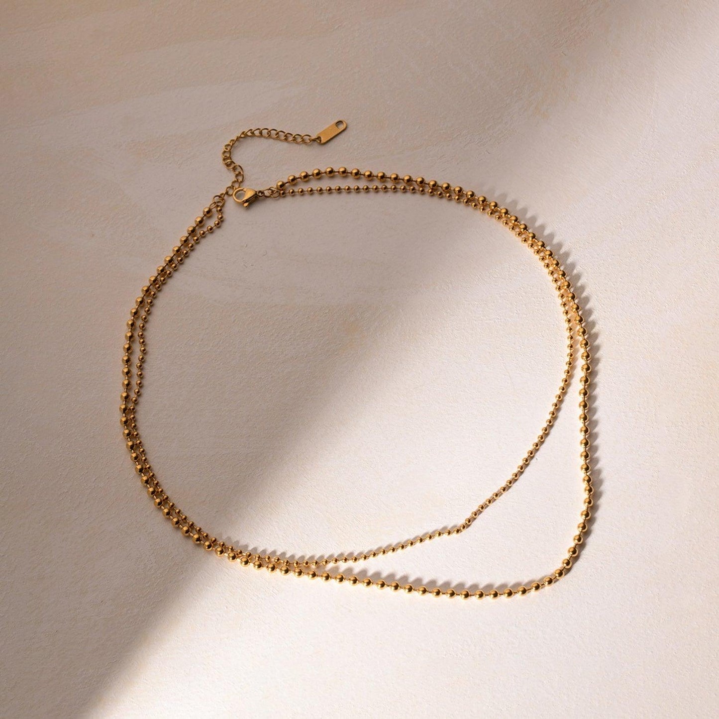 18K Gold-Plated Lobster Closure Bead Necklace - Clothes For Her Online Store