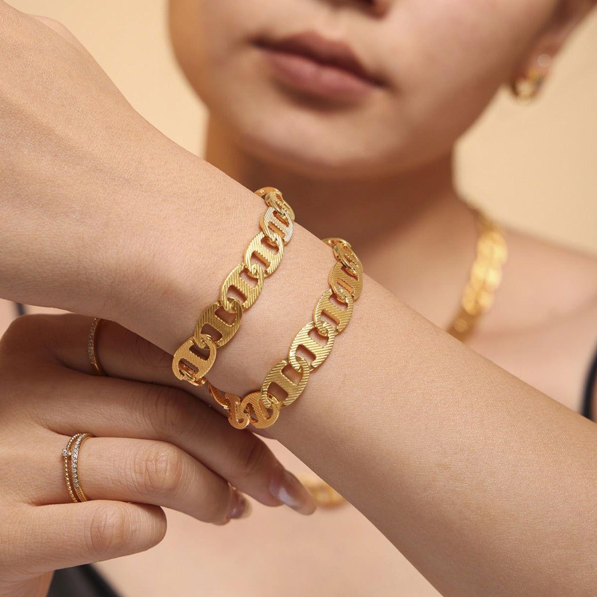18K Gold-Plated Stainless Steel Chain Bracelet - Clothes For Her Online Store