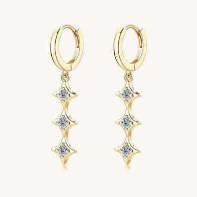 Moissanite 925 Sterling Silver Geometric Shape Earrings - Clothes For Her Online Store