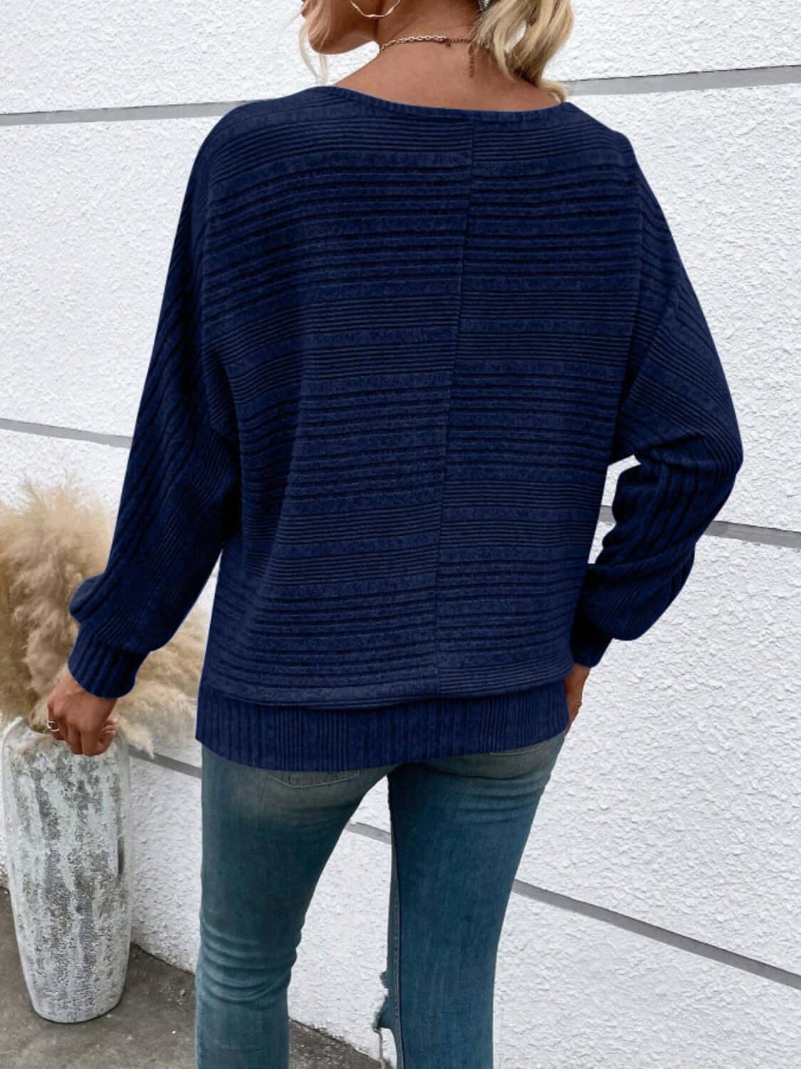 Full Size Round Neck Long Sleeve Top - Clothes For Her Online Store