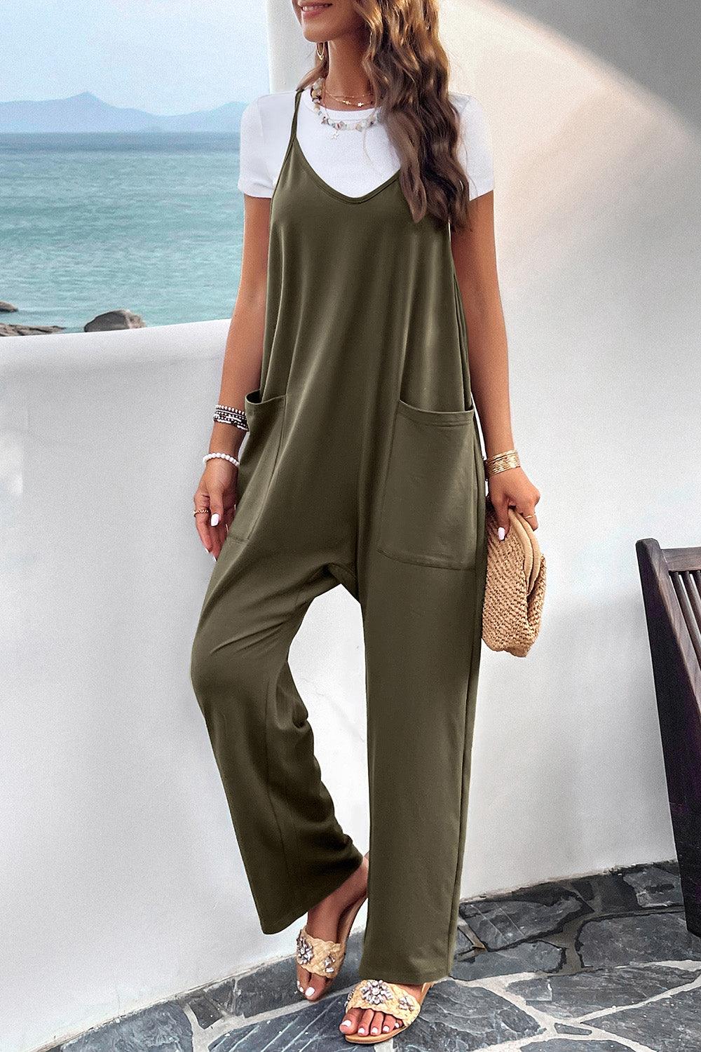 Devine Pocketed Spaghetti Strap Overalls - Clothes For Her Online Store