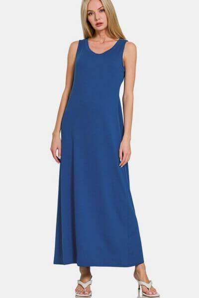 Zenana Scoop Neck Wide Strap Tank Dress - Clothes For Her Online Store