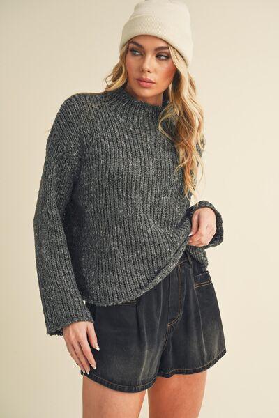 Aemi + Co Mock Neck Long Sleeve Sweater - Clothes For Her Online Store