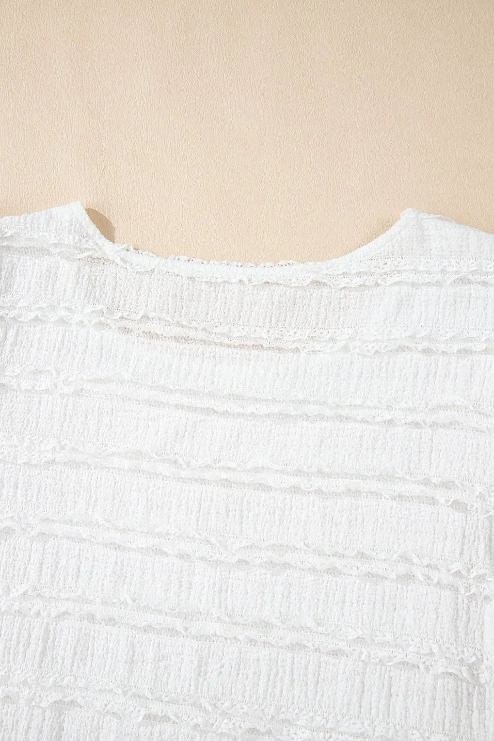 Frilled Lace Trim Bubble Sleeve Blouse