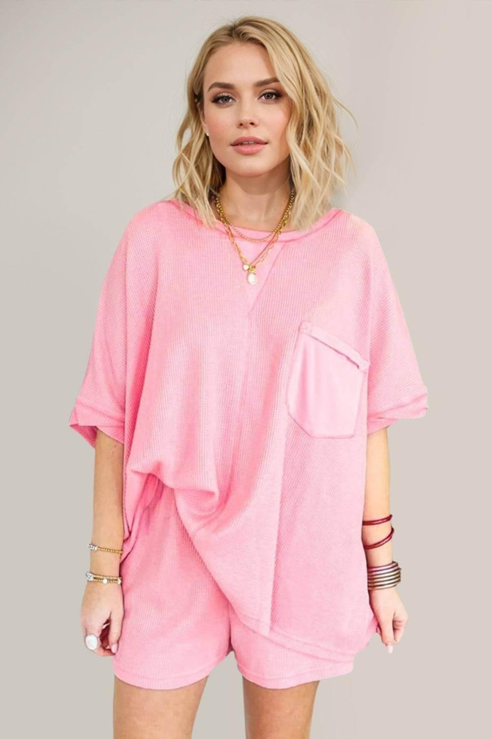 Oh Full Size Round Neck Half Sleeve Top and Shorts Set - Clothes For Her Online Store