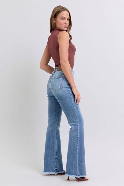 Judy Blue Full Size Raw Hem High Rise Bootcut Jeans - Clothes For Her Online Store