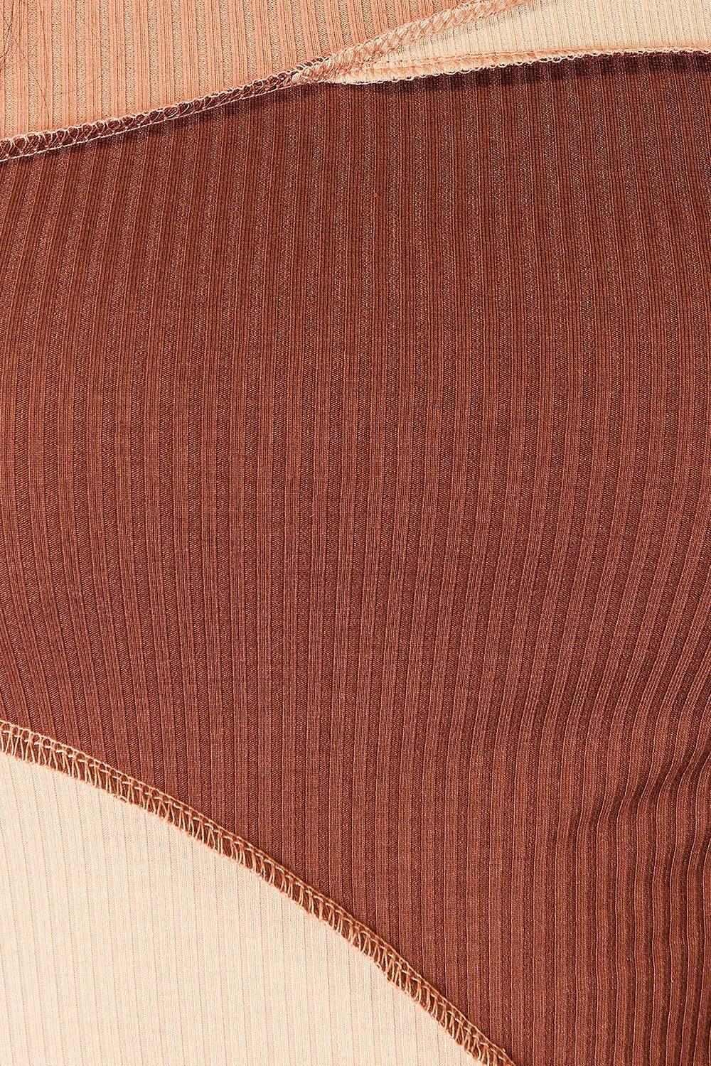 Double Take Color Block Exposed Seam Long Sleeve Top - Clothes For Her Online Store