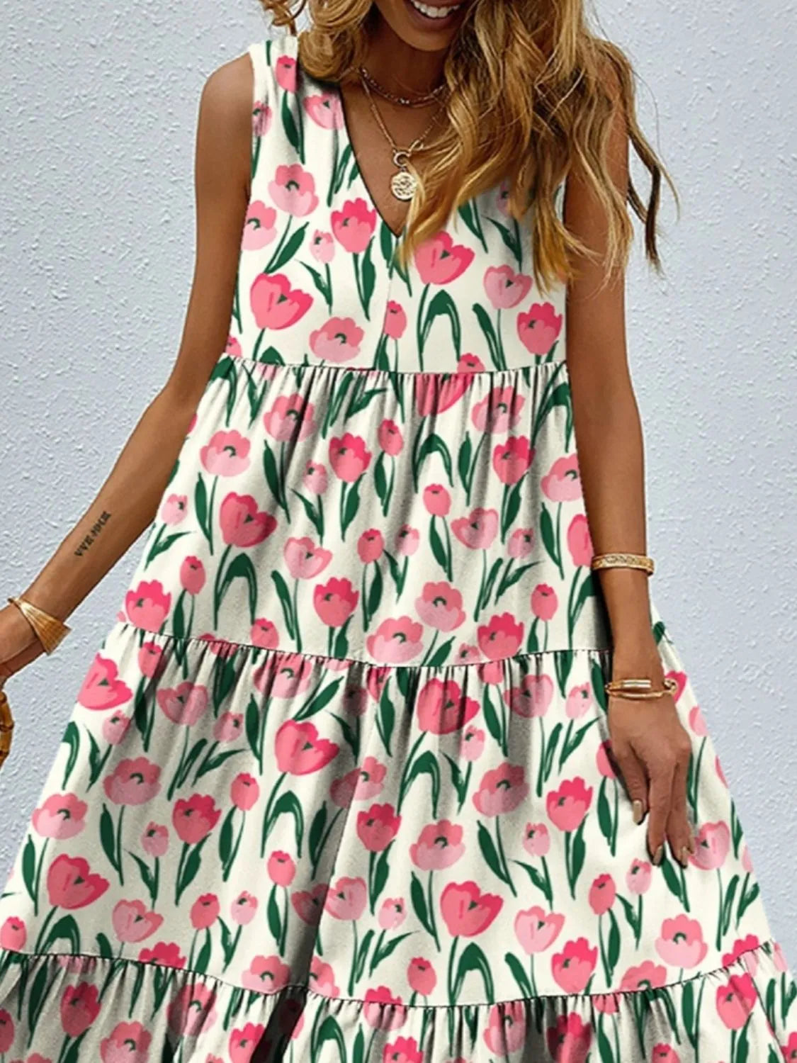 Floral Tiered Maxi Tank Dress